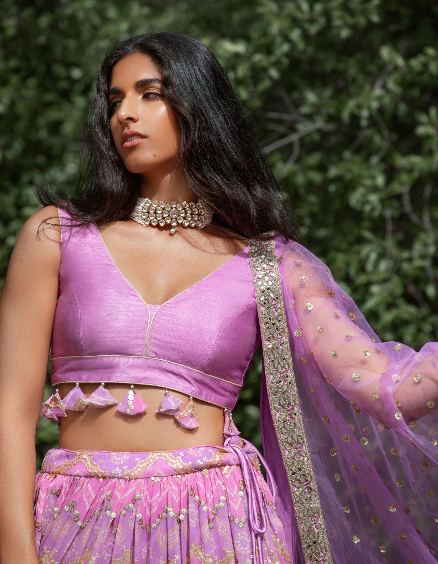 Sample Sale: Violet Purple Ruched Lehenga