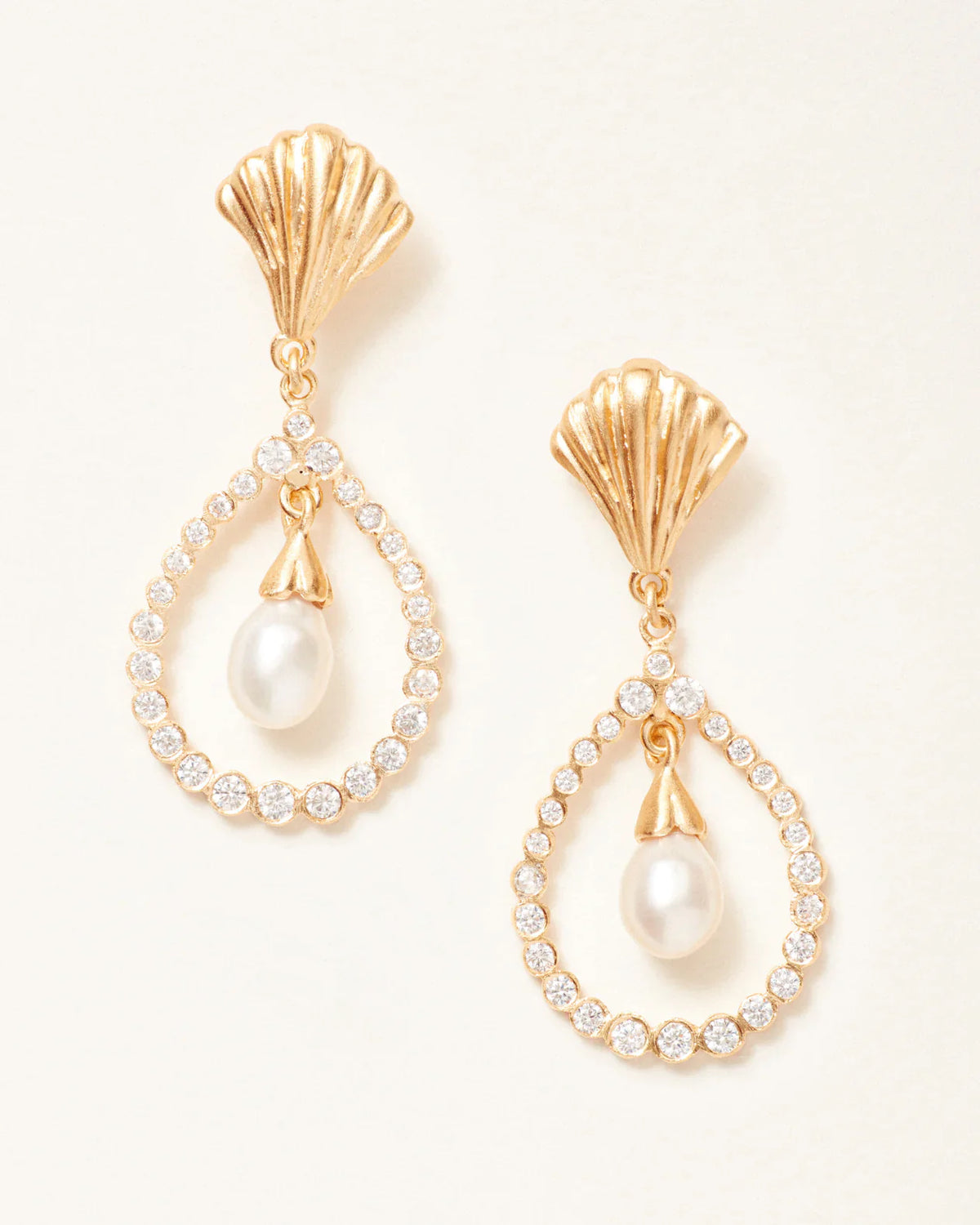 Nimah Pearl Drop & Cubic Zirconia Shell Earrings