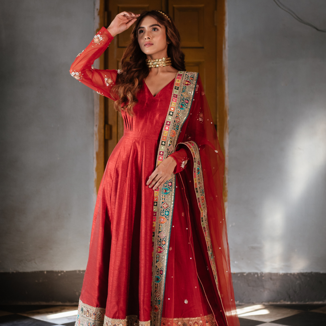 Deep Red Signature Anarkali