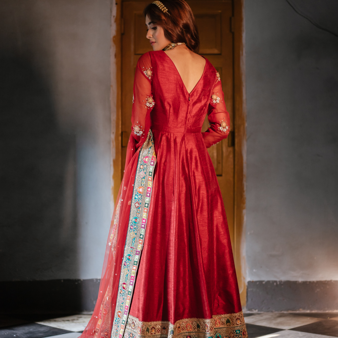 Deep Red Signature Anarkali