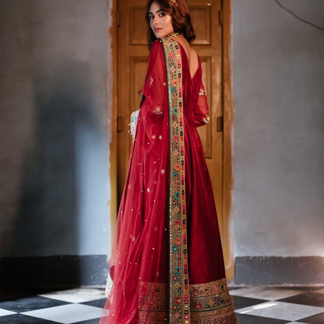 Deep Red Signature Anarkali