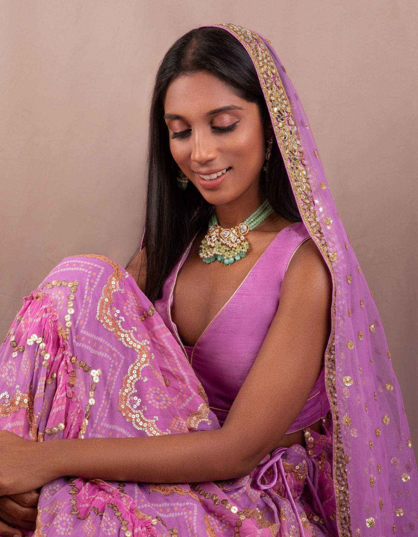 Sample Sale: Violet Purple Ruched Lehenga