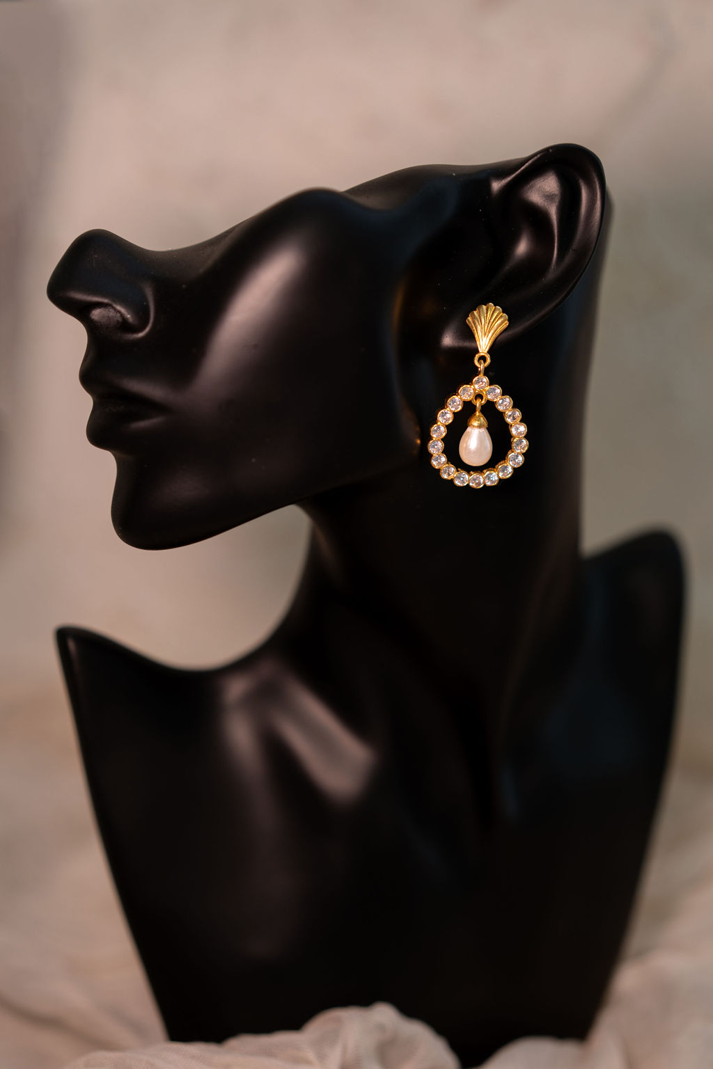 Nimah Pearl Drop & Cubic Zirconia Shell Earrings